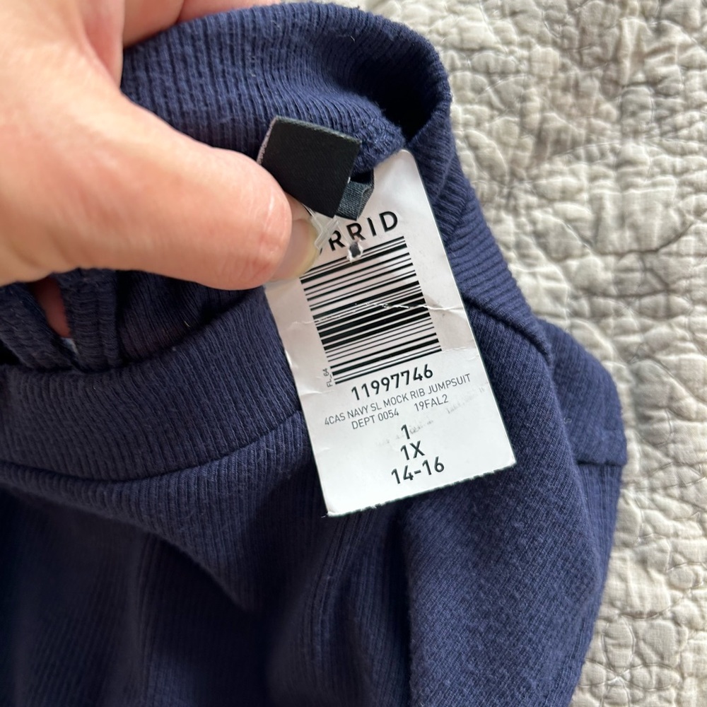 Torrid Navy Ribbed Mock Neck Drawing Jumpsuit - Picture 7 of 10